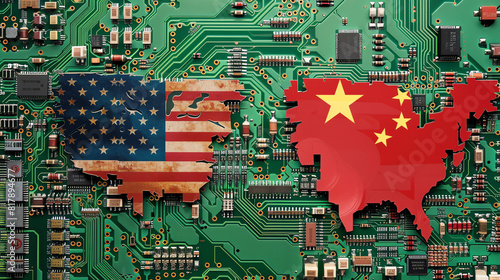 Plakat USA vs China chip war