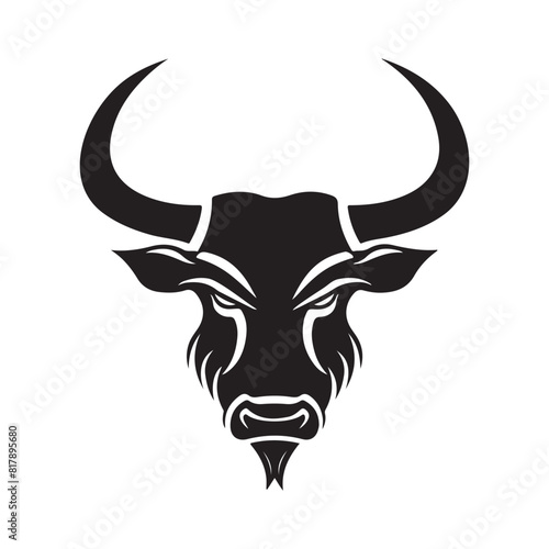 Elegant Bull View Front Logo Design Inspiration Vector isolated on white © Hera