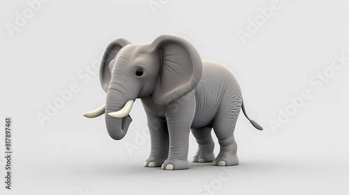 3D Render of a cute elephant on a white background