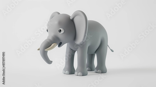 3D Render of a cute elephant on a white background