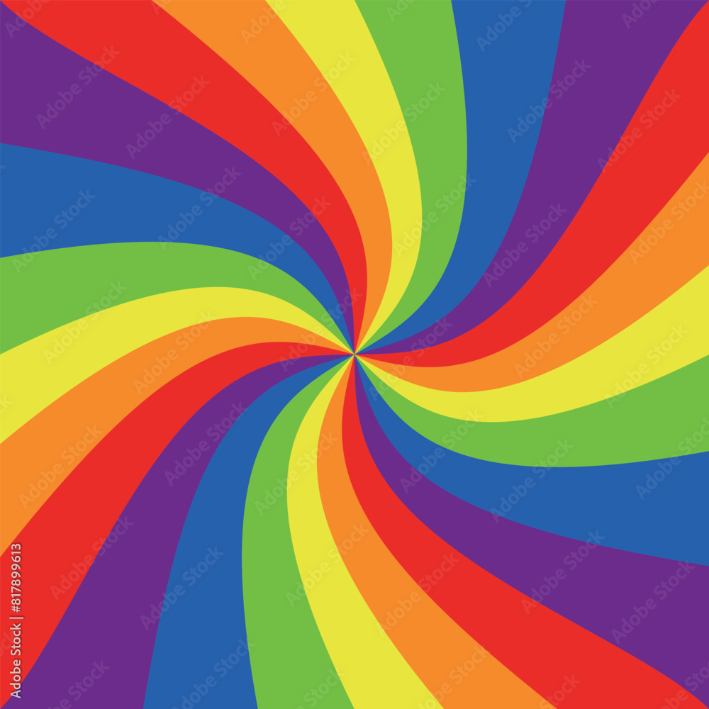Fototapeta premium groovy pride month pattern, rainbow color abstract retro swirl background