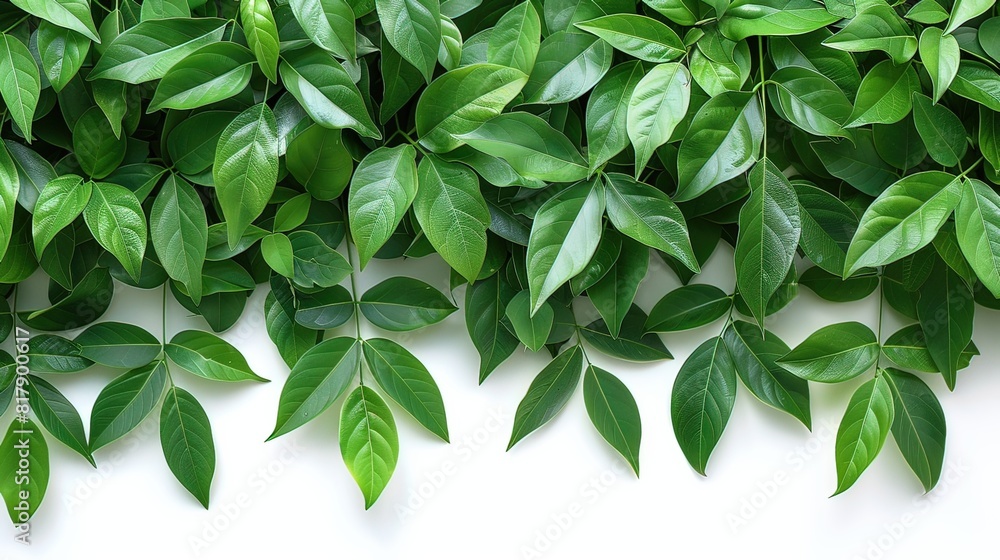 Fototapeta premium Vibrant Green Plant on White Wall Conveys Growth and Vitality