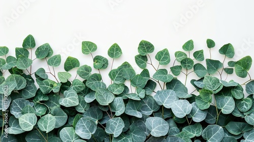Vivid Green Ivy Pattern on White Wall