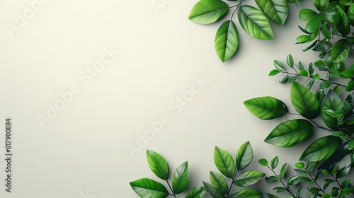 Freshly Plucked Green Leaves on White Background