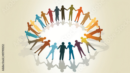 Diverse Group of People Holding Hands in Circle, Showing Support and Solidarity - Concept of Unity, Teamwork, and Community Connection photo