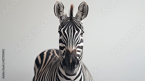 Single Zebra Profile on White Background