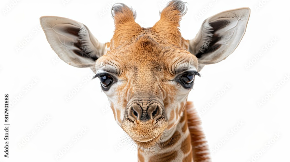 Close-Up Portrait of a Giraffe with Intensive Gaze