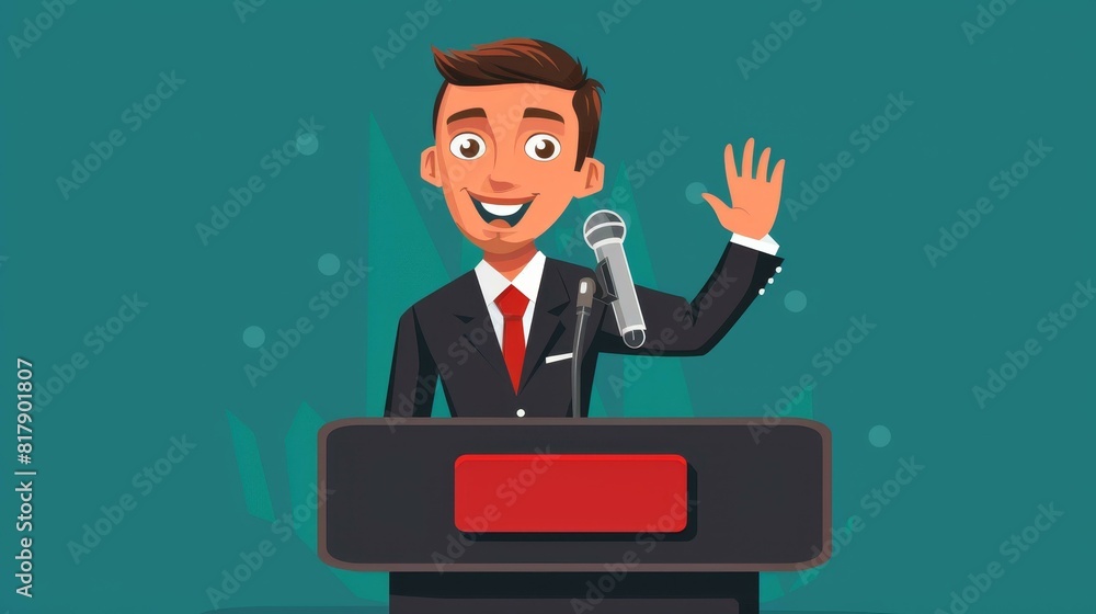 A skilled public speaker accentuates points with engaging gestures to connect with listeners. A skilled public speaker accentuates points with engaging gestures to connect with listeners.