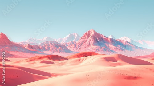 Digital technology red and white mountains desert landscape poster background  © jinzhen