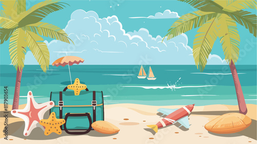 Summer vacation design over grey background vector illustration
