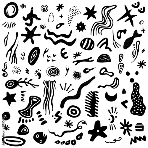 Abstract black doodle shapes for decoration