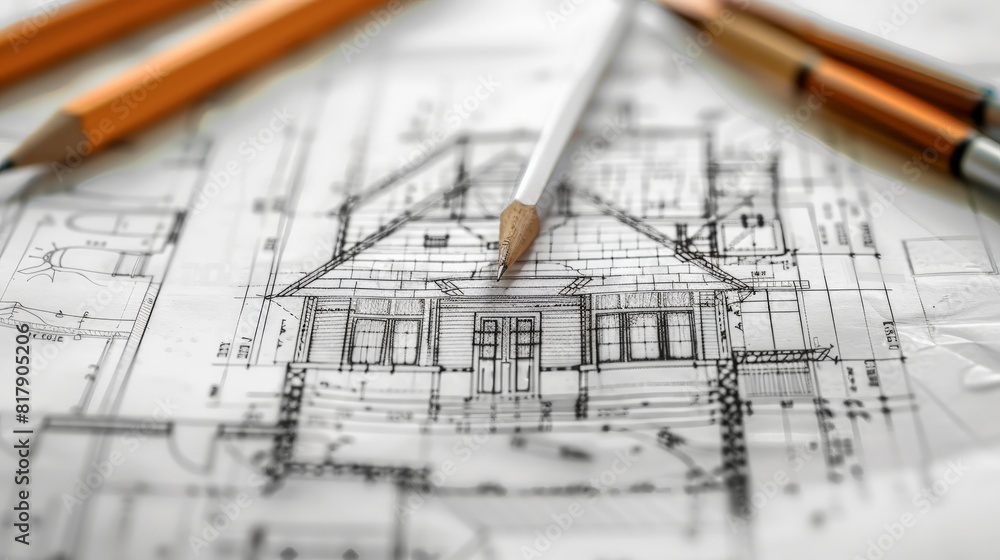 Architect Working on Detailed Building Plans Architect Working on Detailed Building Plans
