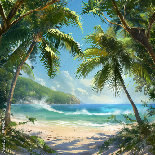 Palm trees summer beach 