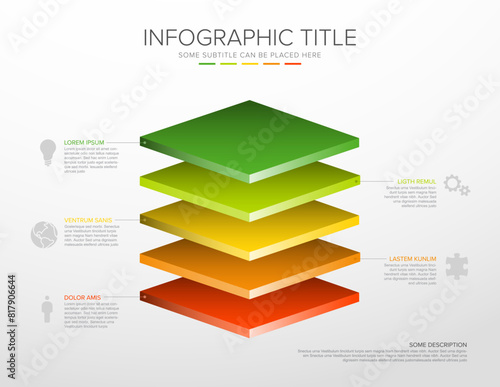 Light Vector Infographic layers desks template