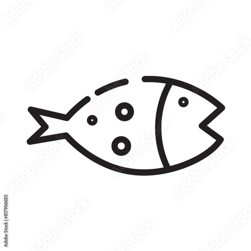Animal Dinner Fish Line Icon