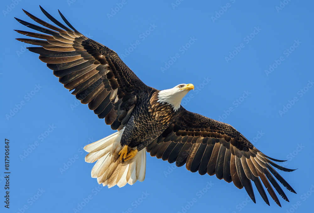 Obraz premium American Bald Eagle Soaring Sky Memorial Day