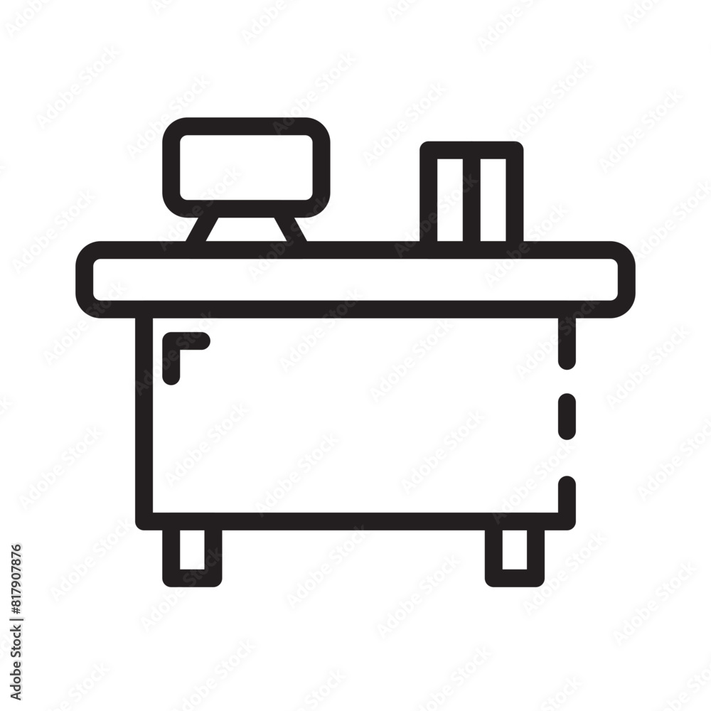 Office Desk Finance Line Icon Office Desk Finance Line Icon