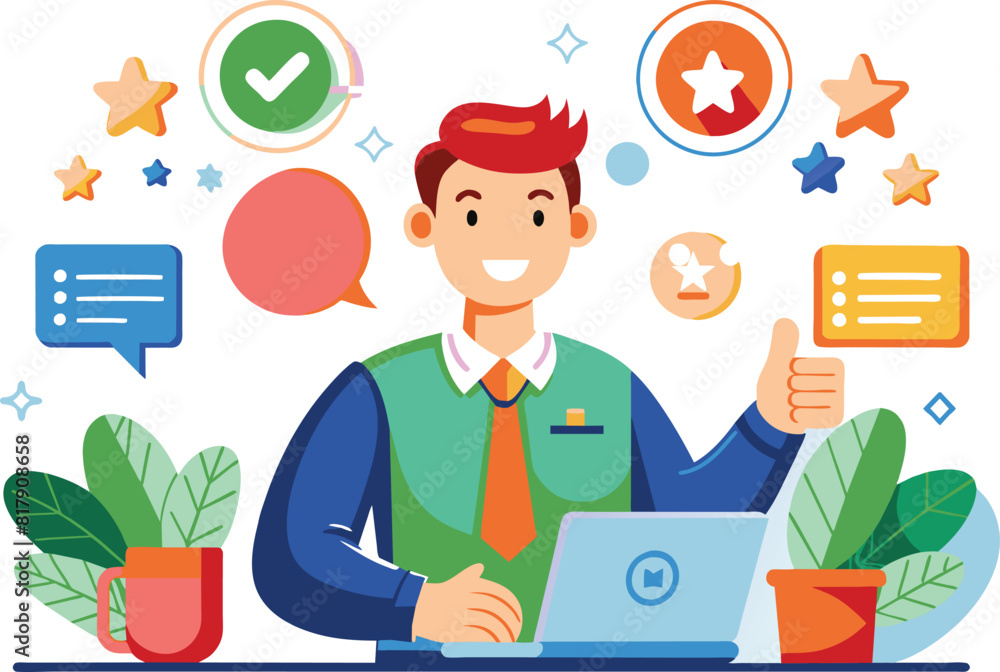 Flat illustration of a customer satisfaction, vector illustration. Flat illustration of a customer satisfaction, vector illustration.