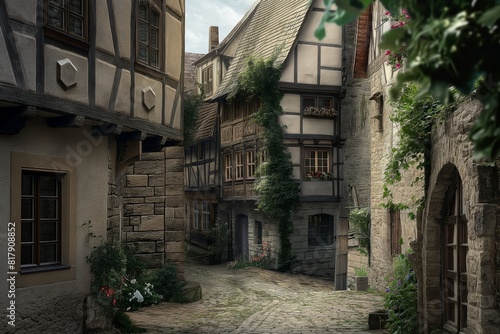 a corner of the city in the middle ages by generative ai