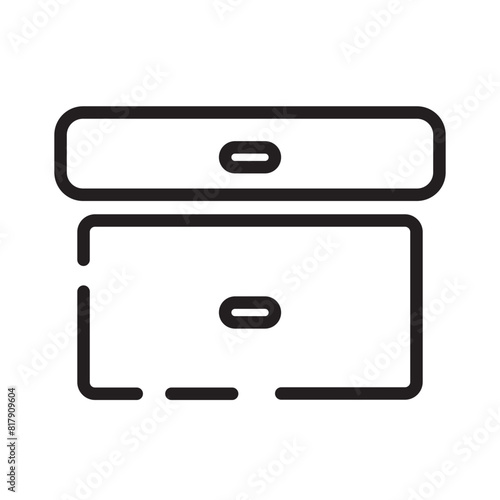 Box Desk Drawers Line Icon