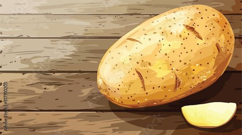 Tasty baked potato on wooden table Vectot style vector