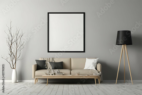 Frame Blank Mock-up interior. Simple Frame with Cushions