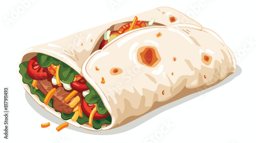 Tasty burrito on white background Vectot style vector