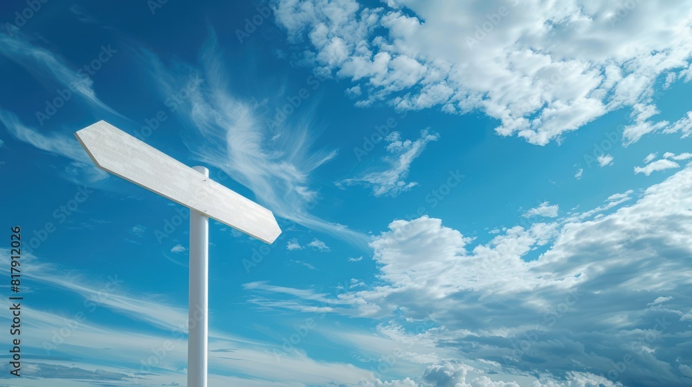 Single blank road sign with wispy clouds Single blank road sign with wispy clouds