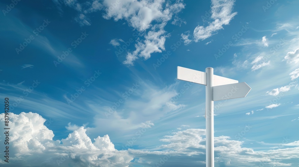 Crossroad directional sign under blue sky Crossroad directional sign under blue sky
