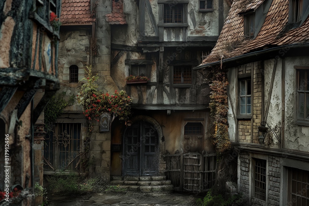 a corner of the city in the middle ages by generative ai
