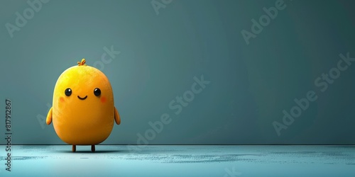 A yellow cartoon character is standing in front of a blue wall © VAshowcase