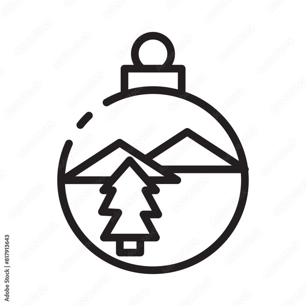 Fototapeta premium Ball Lamp Christmas Line Icon