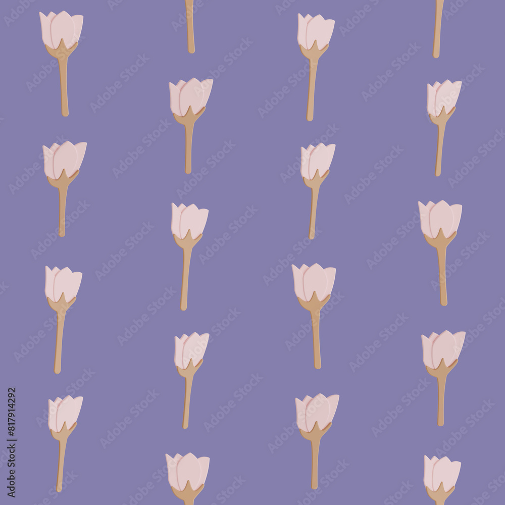 A seamless pattern of Plumeria Frangipani blooming on a purple background in a Smooth shape floral concept,3D illustration A seamless pattern of Plumeria Frangipani blooming on a purple background in a Smooth shape floral concept,3D illustration