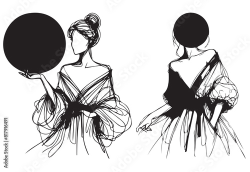 Sketch. Fashion Abstract girls