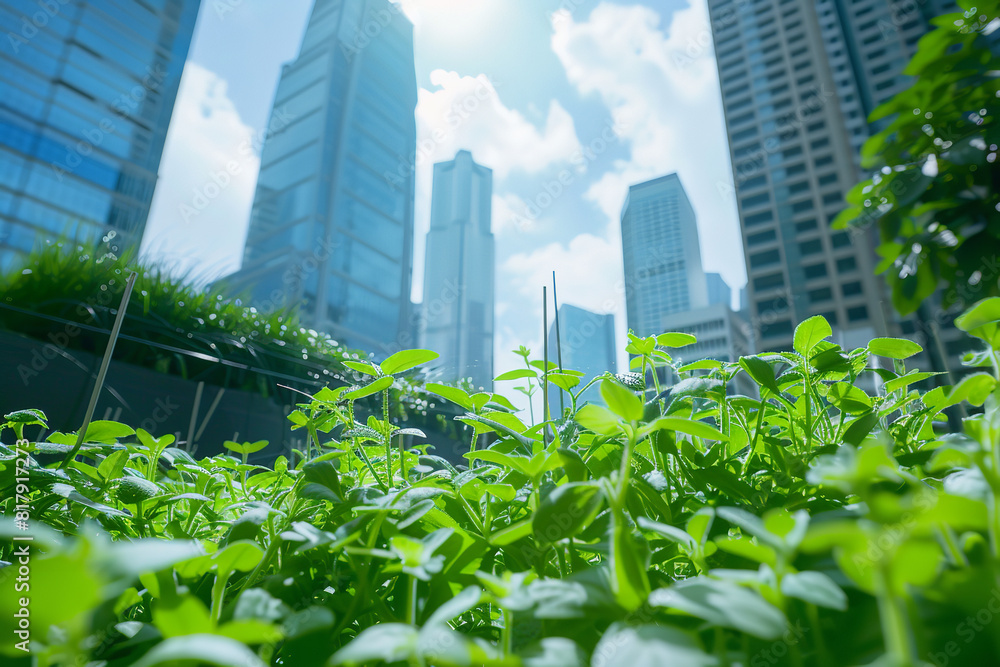 Lush Urban Garden with Skyscrapers Symbolizing Growth and Sustainability Lush Urban Garden with Skyscrapers Symbolizing Growth and Sustainability