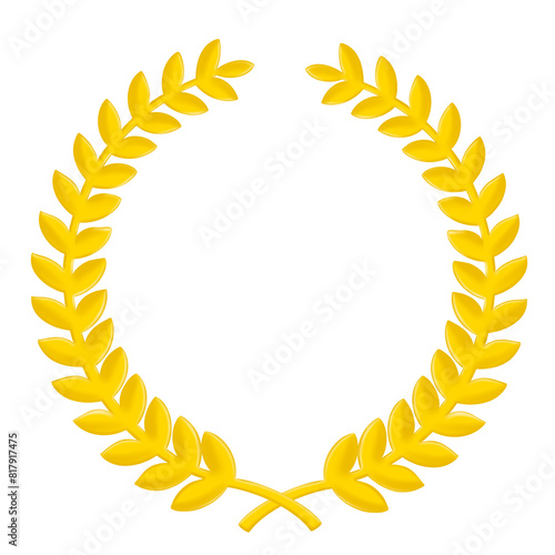 golden laurel wreath on transparent background 