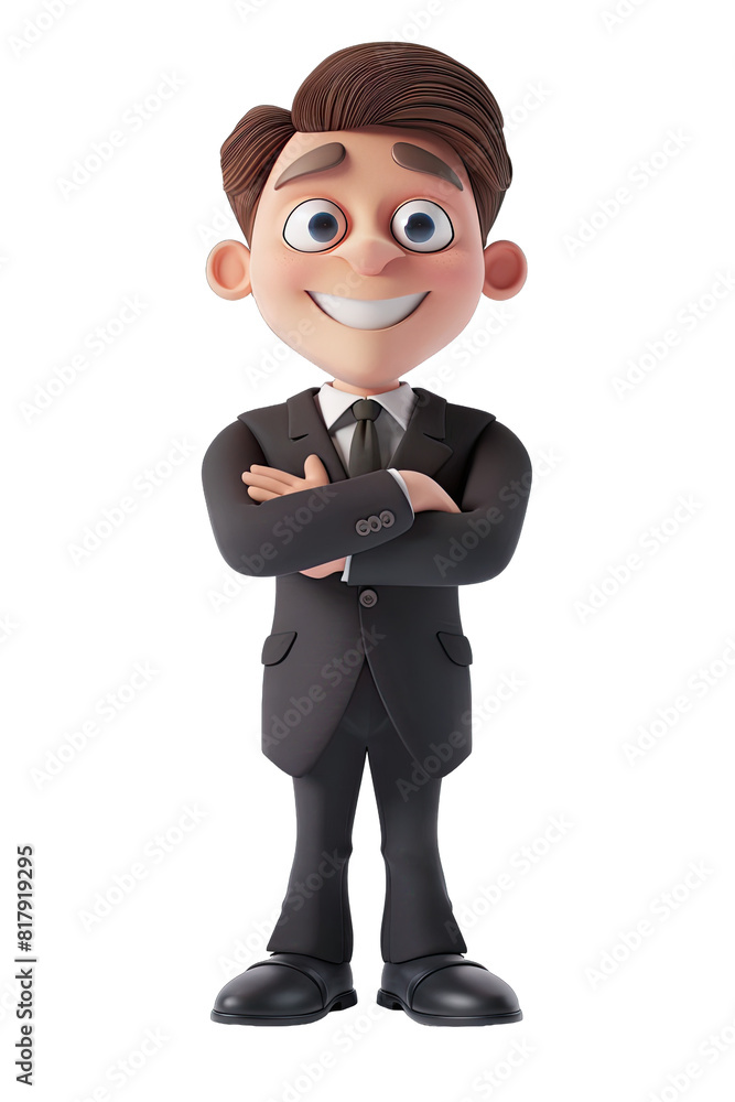 cute 3d cartoon happy businessman crossed arms cute 3d cartoon happy businessman crossed arms