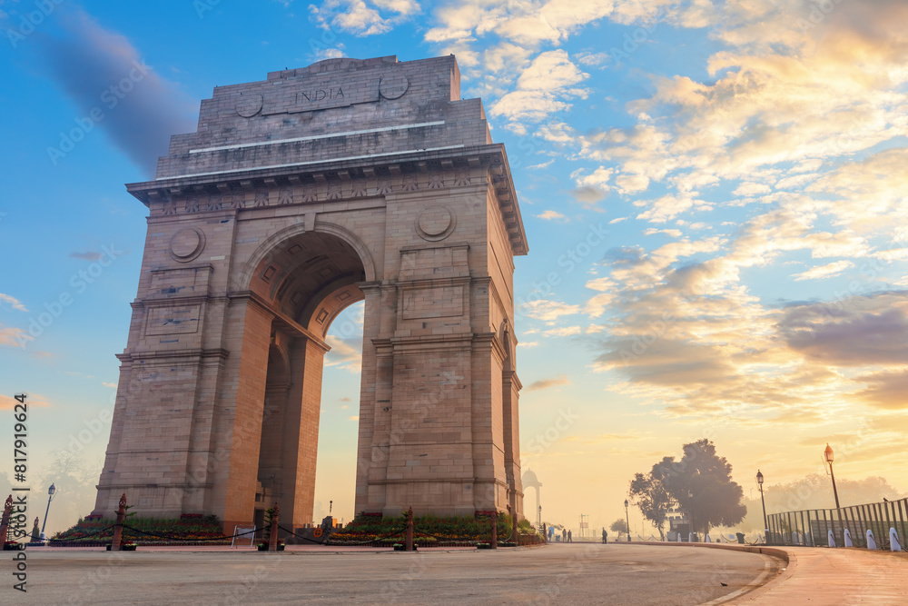 India Gate at sunrise side view, Rajpath, New Dehli, India India Gate at sunrise side view, Rajpath, New Dehli, India