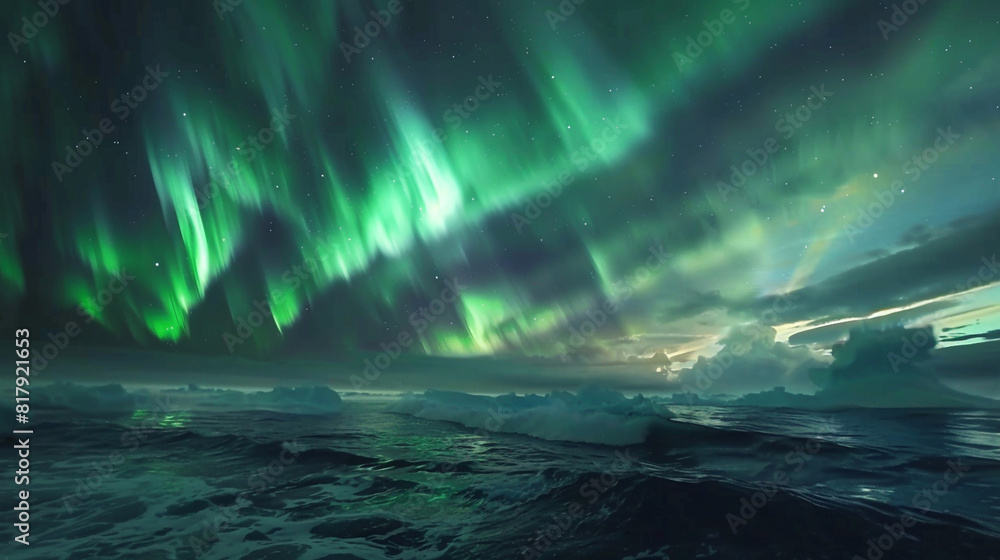 A breathtaking view of the Northern Lights dancing in the sky A breathtaking view of the Northern Lights dancing in the sky