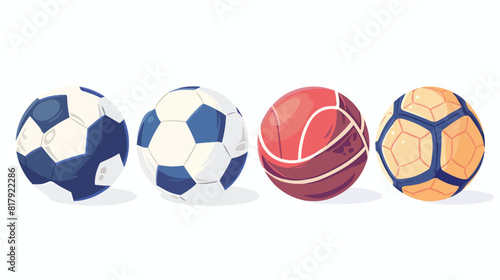 Four of round and oval balls for different sports