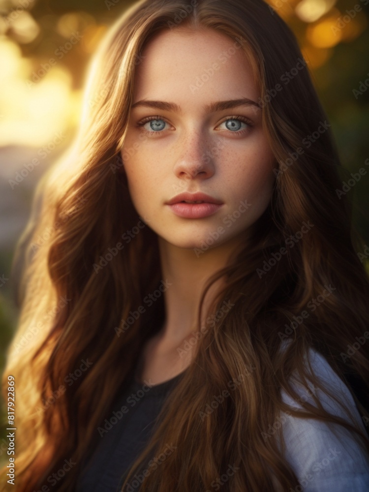 a woman with blue eyes and brown hair a woman with blue eyes and brown hair