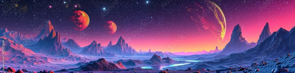 Psychedelic Alien Planet A Vibrant D Rendering of an Otherworldly Landscape