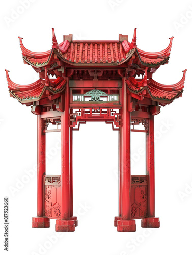 Red Chinese Gate , isolated on white background