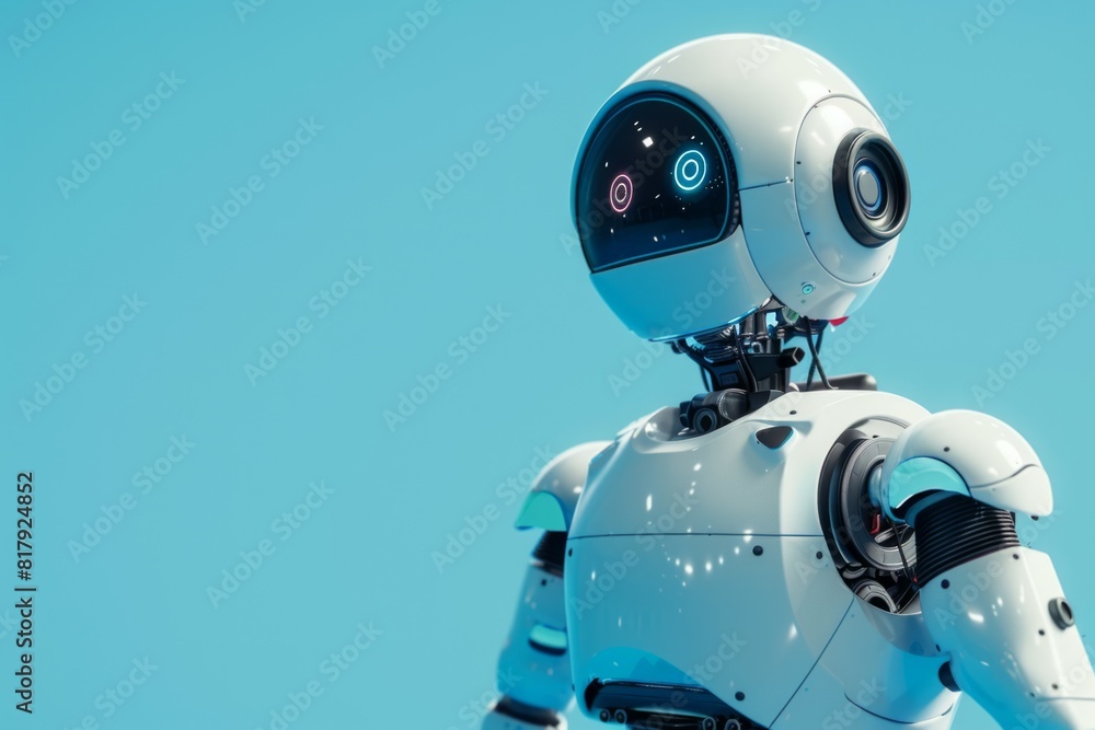 robot on blue background robot on blue background