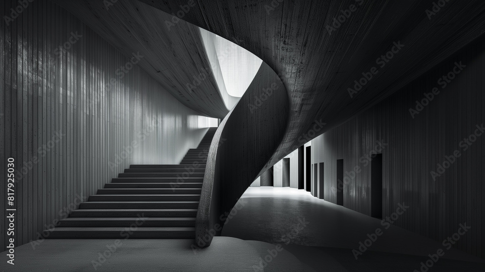 Naklejka premium futuristic abstract concrete surface building interior 3d render illustration.