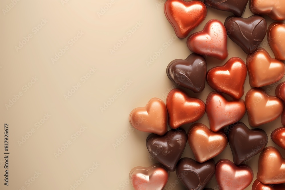 Fototapeta premium illustration of heart-shaped chocolates with copy space