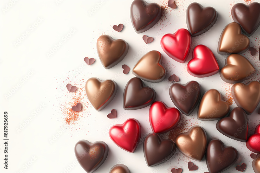 illustration of heart-shaped chocolates with copy space illustration of heart-shaped chocolates with copy space