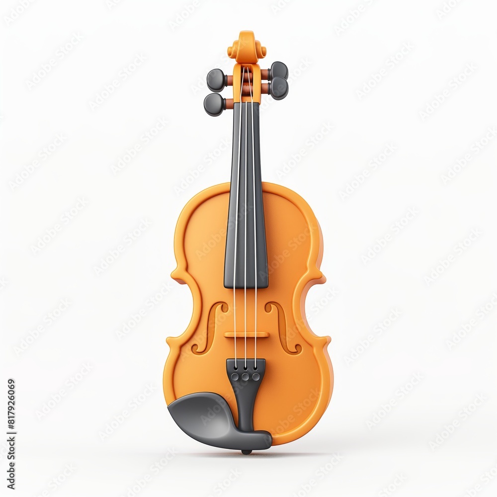 Fototapeta premium Cute Violin Cartoon Clay Illustration, 3D Icon, Isolated on white background