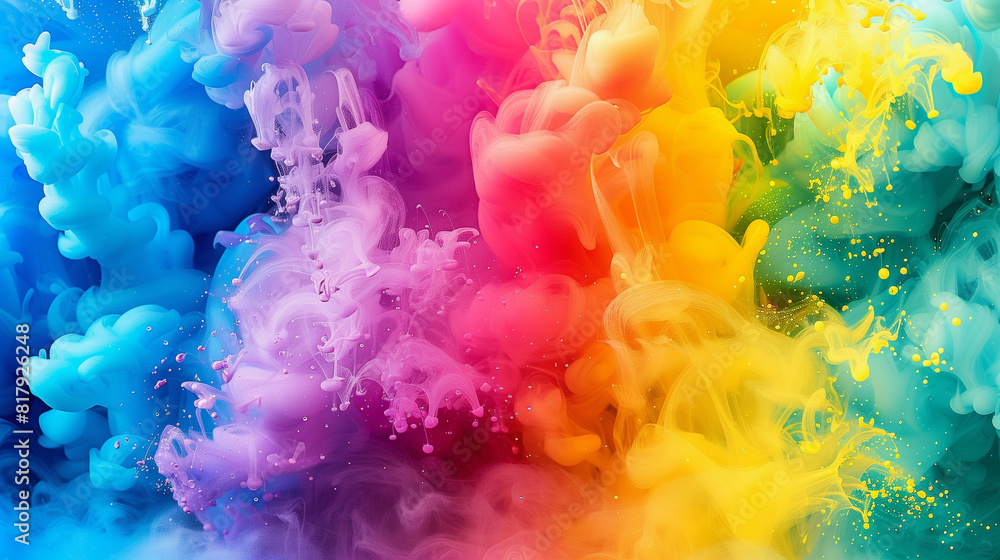Color ink water rainbow background blend abstract cloud paint swirl burst. Colorful ink abstract: rainbow swirls in a burst of artistic energy. Pigment liquid chemical science. Color ink water rainbow background blend abstract cloud paint swirl burst. Colorful ink abstract: rainbow swirls in a burst of artistic energy. Pigment liquid chemical science.