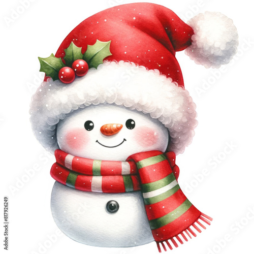 snowman with santa hat